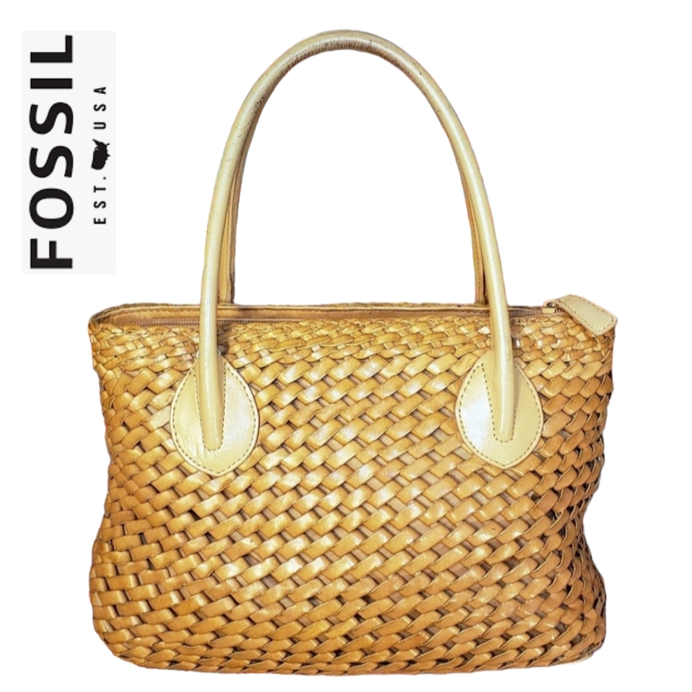 SALE☃️Fossil Woven Leather Handbag